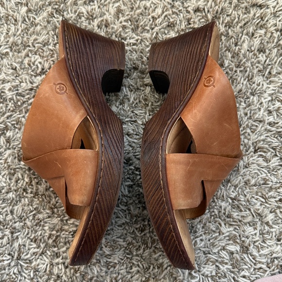 Born Coney Sandals Heel Leather Brown size 10 - Picture 7 of 9